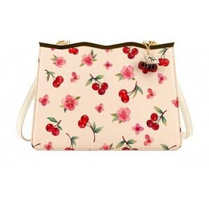 NEW LIKE DREAMS women's cerise top handle cherry crossbody bag in ivory